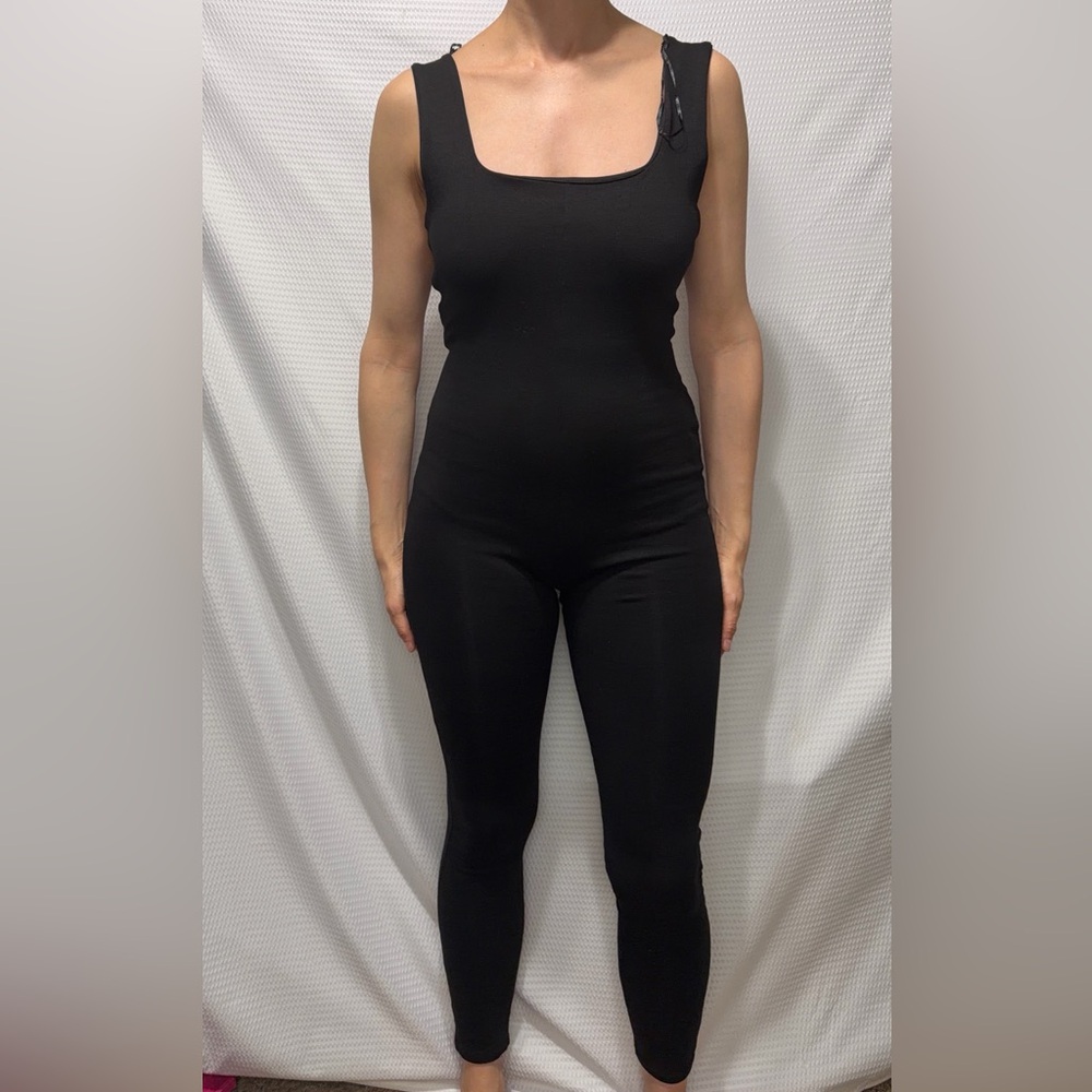 Zara Black Open-Back Yoga Jumpsuit